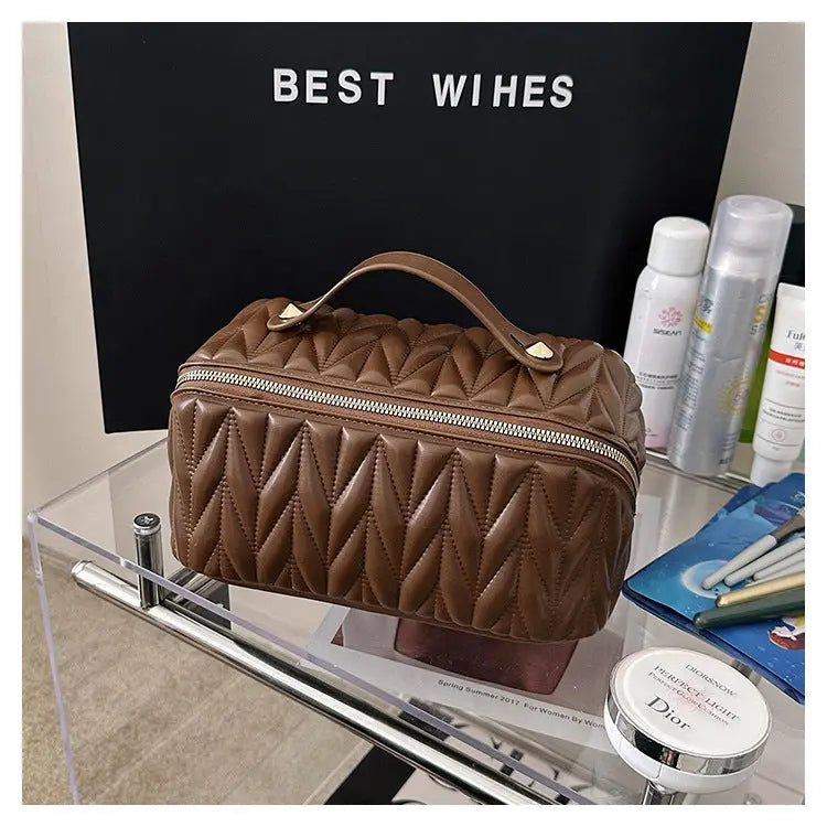 PU Makeup Brush Storage Multifunctional Cosmetic Organizer Bag Large Capacity Lightweight with Zipper Portable for Holiday Gifts TroussesToilette