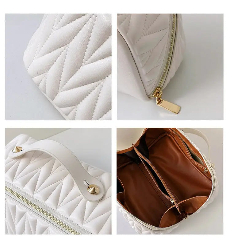 PU Makeup Brush Storage Multifunctional Cosmetic Organizer Bag Large Capacity Lightweight with Zipper Portable for Holiday Gifts TroussesToilette