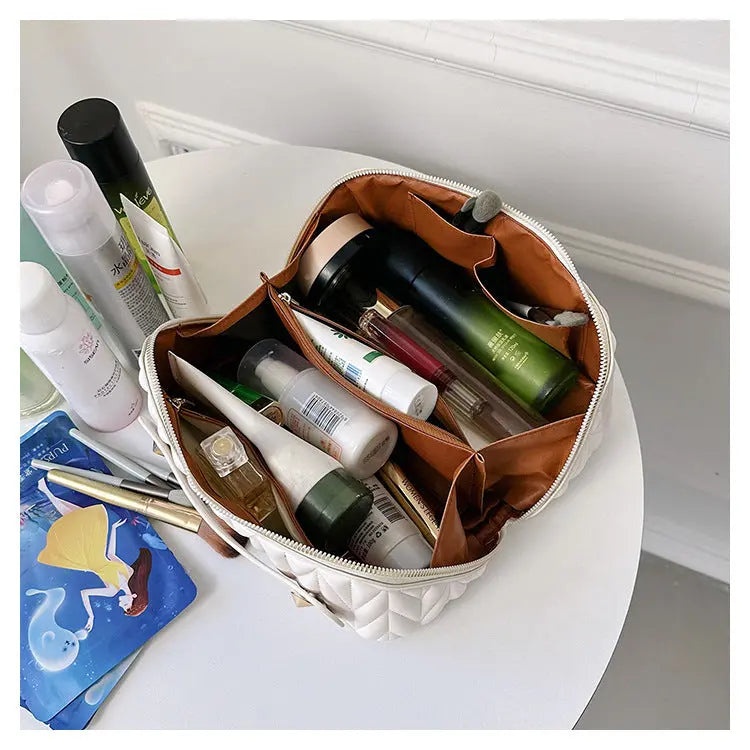 PU Makeup Brush Storage Multifunctional Cosmetic Organizer Bag Large Capacity Lightweight with Zipper Portable for Holiday Gifts TroussesToilette