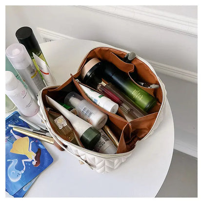 PU Makeup Brush Storage Multifunctional Cosmetic Organizer Bag Large Capacity Lightweight with Zipper Portable for Holiday Gifts TroussesToilette