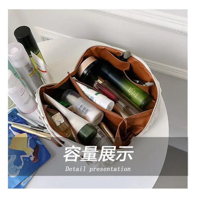 PU Makeup Brush Storage Multifunctional Cosmetic Organizer Bag Large Capacity Lightweight with Zipper Portable for Holiday Gifts TroussesToilette