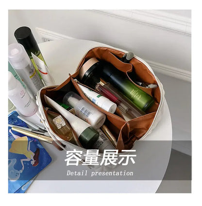 PU Makeup Brush Storage Multifunctional Cosmetic Organizer Bag Large Capacity Lightweight with Zipper Portable for Holiday Gifts TroussesToilette