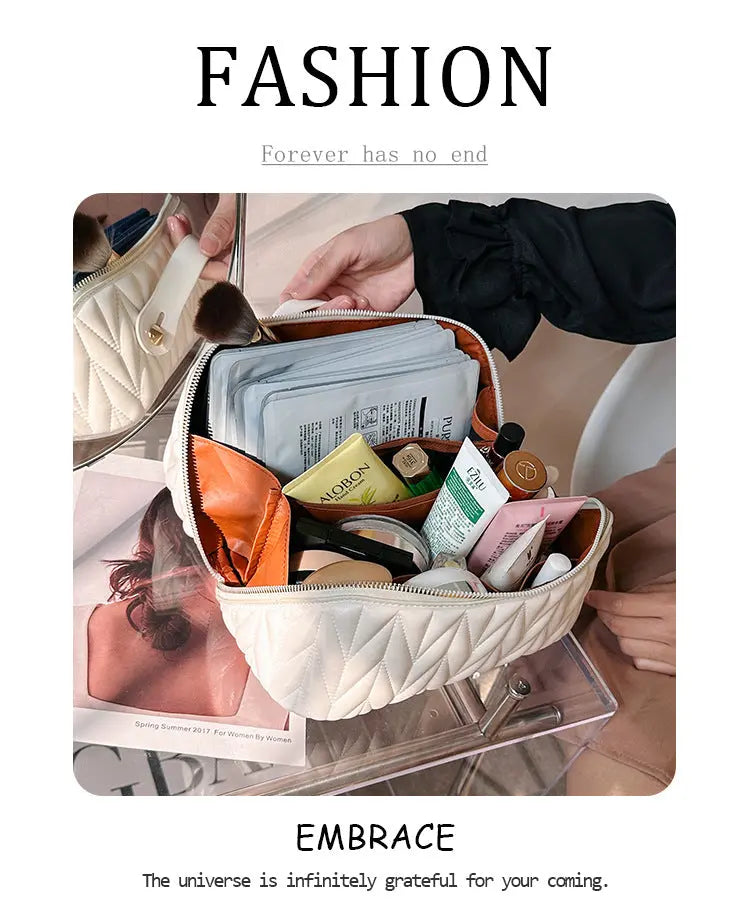 PU Makeup Brush Storage Multifunctional Cosmetic Organizer Bag Large Capacity Lightweight with Zipper Portable for Holiday Gifts TroussesToilette