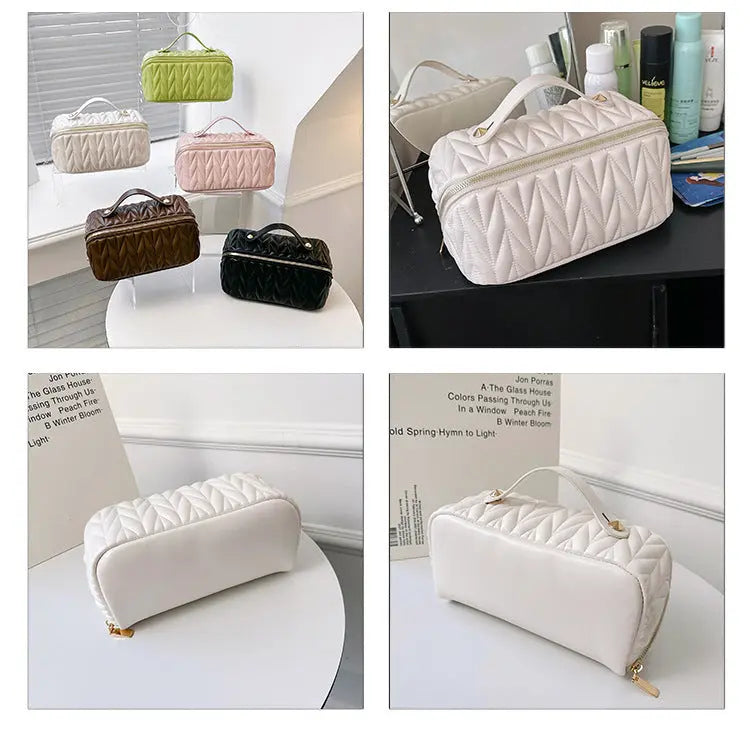 PU Makeup Brush Storage Multifunctional Cosmetic Organizer Bag Large Capacity Lightweight with Zipper Portable for Holiday Gifts TroussesToilette