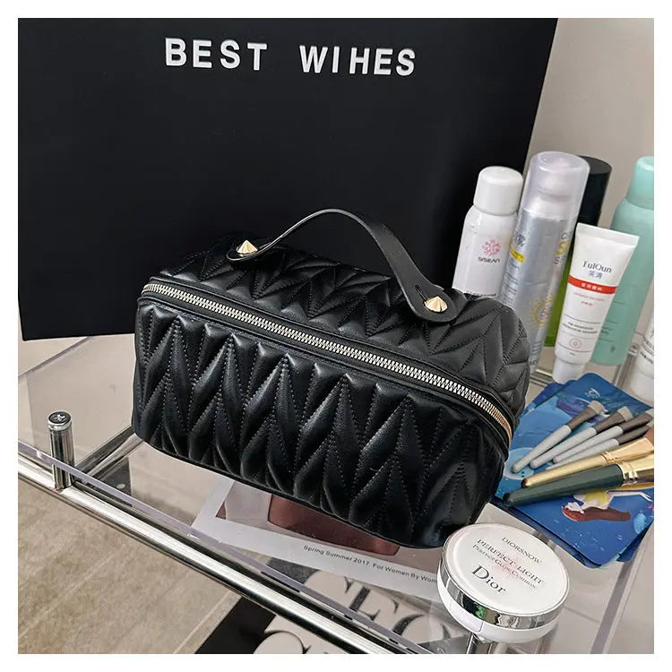 PU Makeup Brush Storage Multifunctional Cosmetic Organizer Bag Large Capacity Lightweight with Zipper Portable for Holiday Gifts TroussesToilette