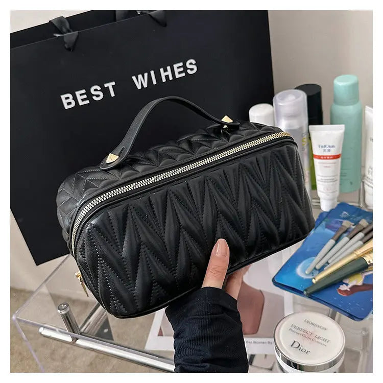 PU Makeup Brush Storage Multifunctional Cosmetic Organizer Bag Large Capacity Lightweight with Zipper Portable for Holiday Gifts TroussesToilette