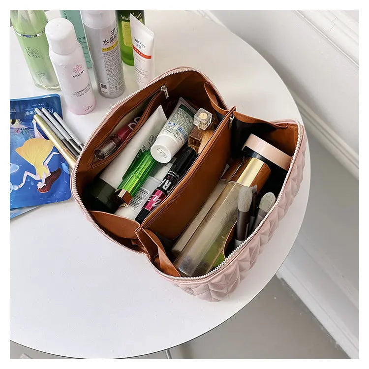 PU Makeup Brush Storage Multifunctional Cosmetic Organizer Bag Large Capacity Lightweight with Zipper Portable for Holiday Gifts TroussesToilette