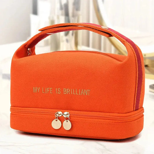 Trousse toilette femme canvas double couche – Voyage organisée TroussesToilette