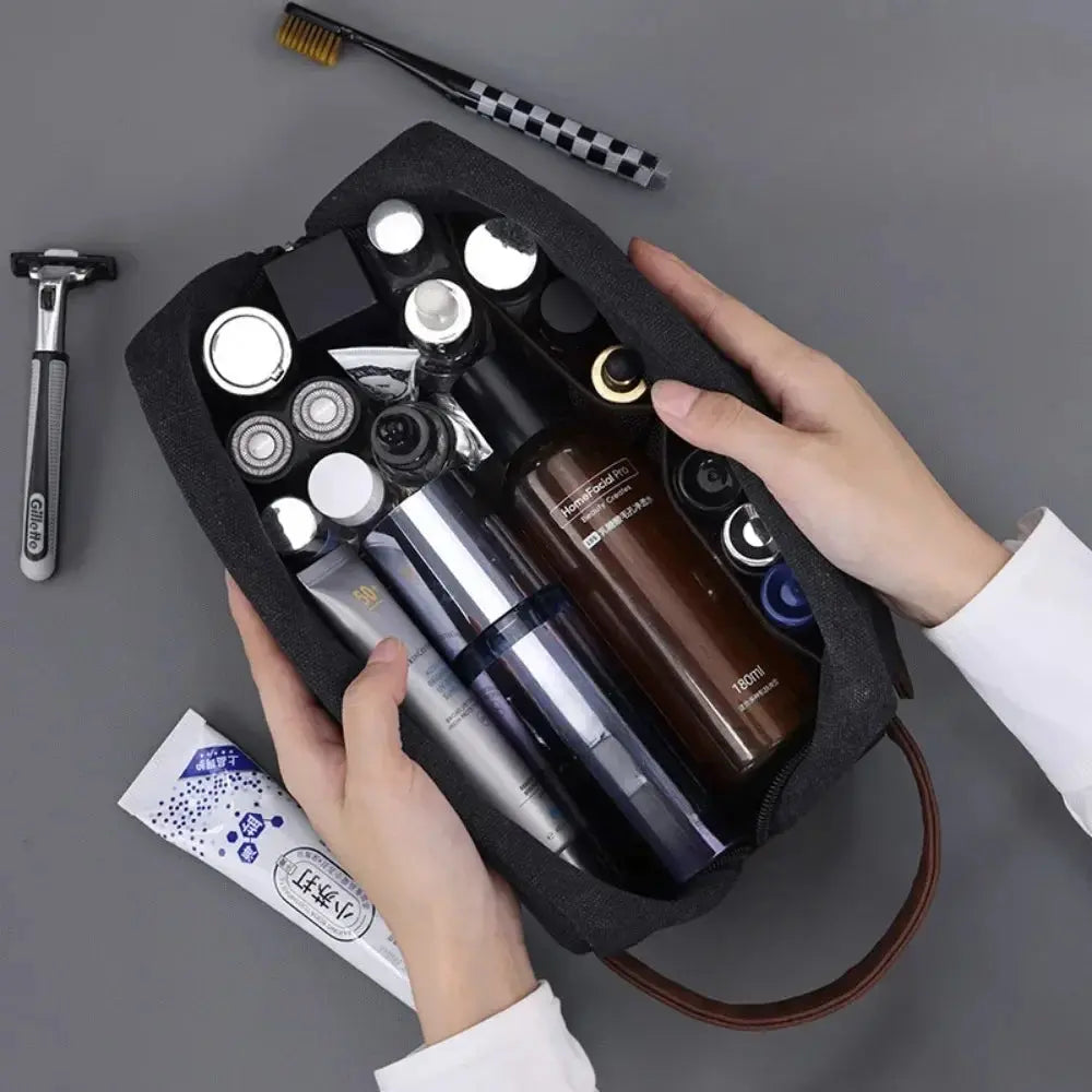 Trousse toilette homme bleu marine toile – Voyage stylé - TroussesToilette