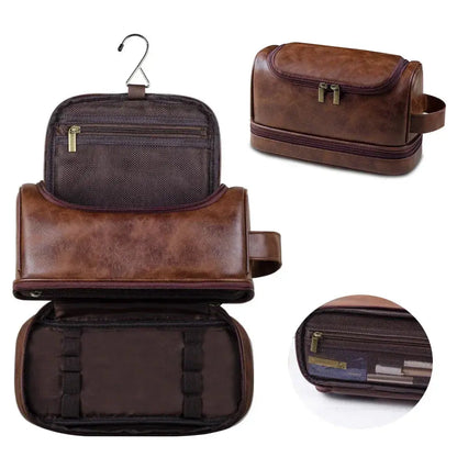 Trousse de toilette homme XL marron vintage, étanche - voyage - TroussesToilette
