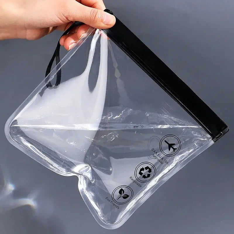 Trousse transparente EVA noir pour liquides en avion