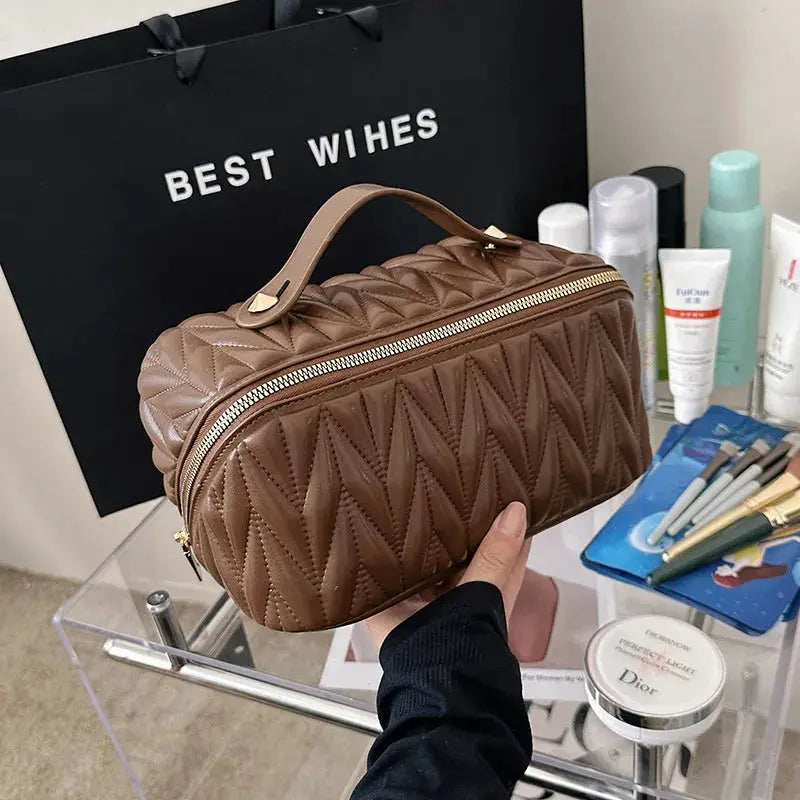 PU Makeup Brush Storage Multifunctional Cosmetic Organizer Bag Large Capacity Lightweight with Zipper Portable for Holiday Gifts TroussesToilette