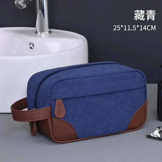 Trousse toilette homme bleu marine toile – Voyage stylé - TroussesToilette