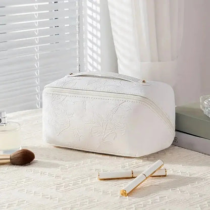 Vintage Flower Women Tote Cosmetic Bag Fashion Portable Pillow Makeup Orgainzer Pouch Washbag Large Capacity Travel Zipper Bag TroussesToilette