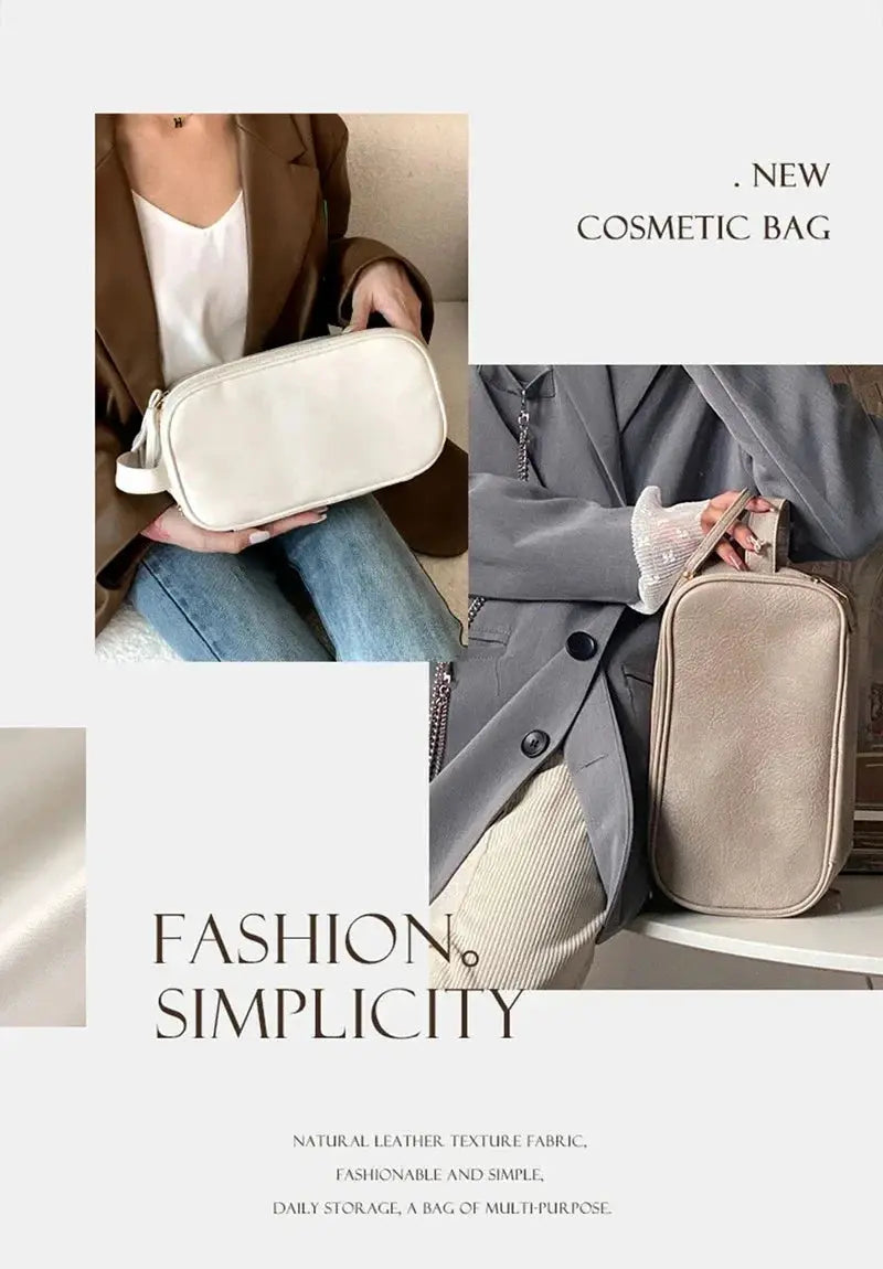 Multifunctional Makeup Bag For Women PU Leather Large Capacity Portable Double Zipper Travel Makeup Brush Toiletries Storage Bag TroussesToilette