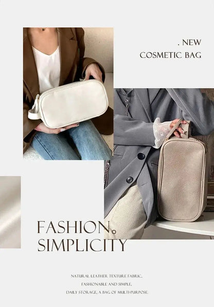 Multifunctional Makeup Bag For Women PU Leather Large Capacity Portable Double Zipper Travel Makeup Brush Toiletries Storage Bag TroussesToilette