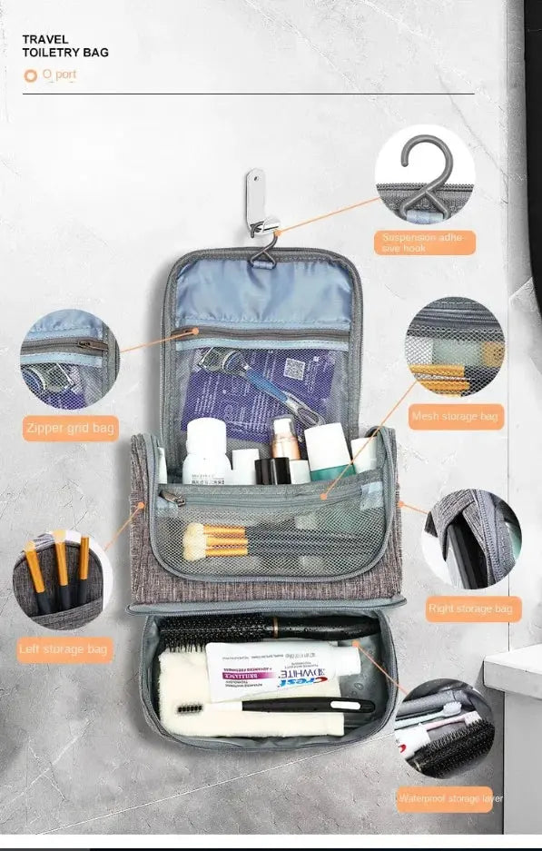 Trousse toilette femme grise suspendue – Étanche voyage TroussesToilette