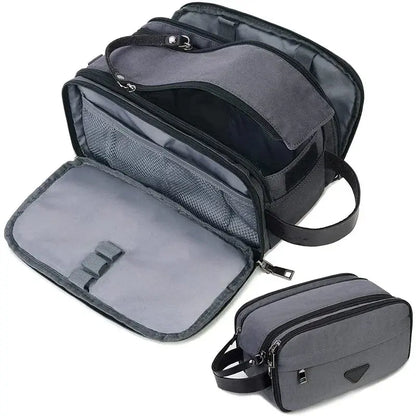 Vue intérieure trousse toilette homme noire poches filet rangement