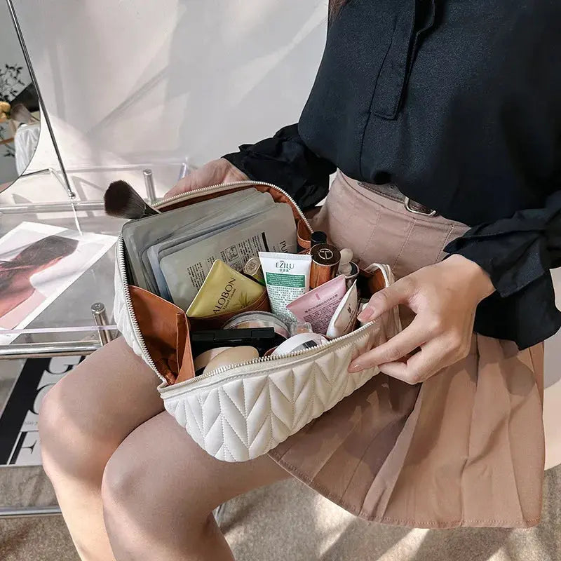 PU Makeup Brush Storage Multifunctional Cosmetic Organizer Bag Large Capacity Lightweight with Zipper Portable for Holiday Gifts TroussesToilette