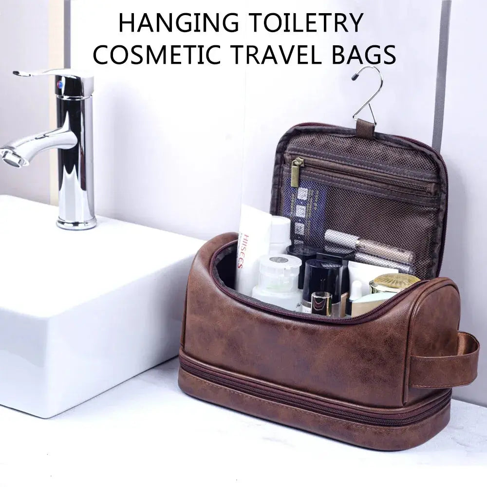 Trousse de toilette homme XL marron vintage, étanche - voyage - TroussesToilette