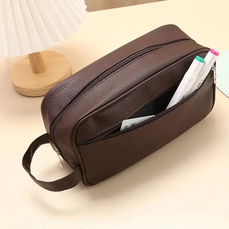 Trousse toilette homme marron – effet cuir, étanche, légère, voyage TroussesToilette