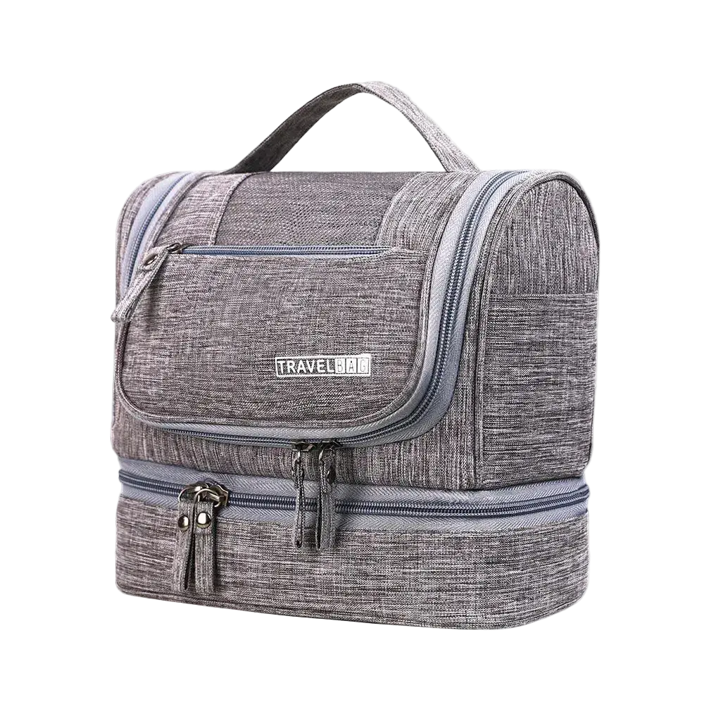 Trousse toilette femme grise suspendue étanche voyage crochet