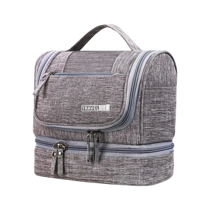 Trousse toilette femme grise suspendue étanche voyage crochet