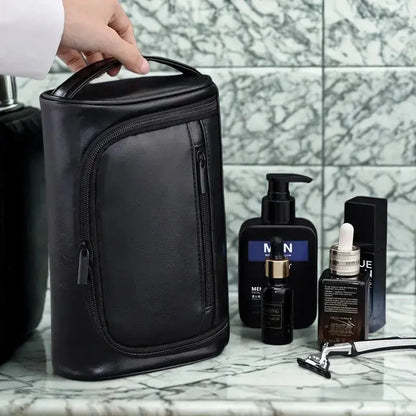 Trousse toilette homme cuir PU noir – Élégante & étanche - TroussesToilette