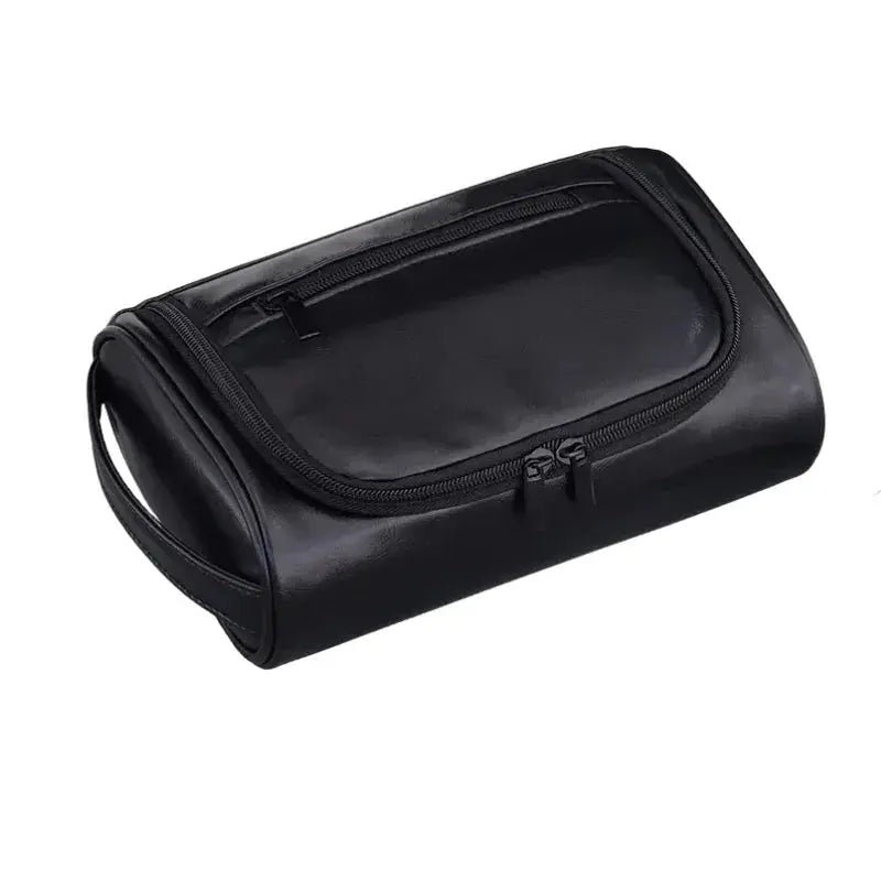 Trousse toilette homme cuir PU noir – Élégante & étanche - TroussesToilette